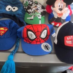 6 disney boys hat bundle b7 adjustable spiderman mickey superman autobots cookie